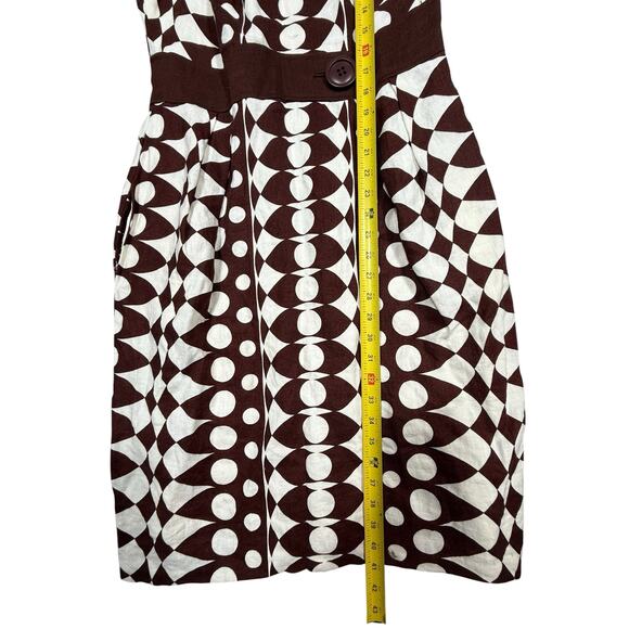 NWT Harold’s Brown White Geometric Print Sleeveless Linen Dress – Size 10 - Picture 4 of 9